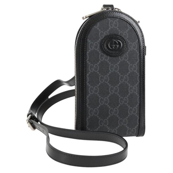 GUCCI GG Supreme Shoulder Bag Pvc Black Silver - Picture 1 of 16